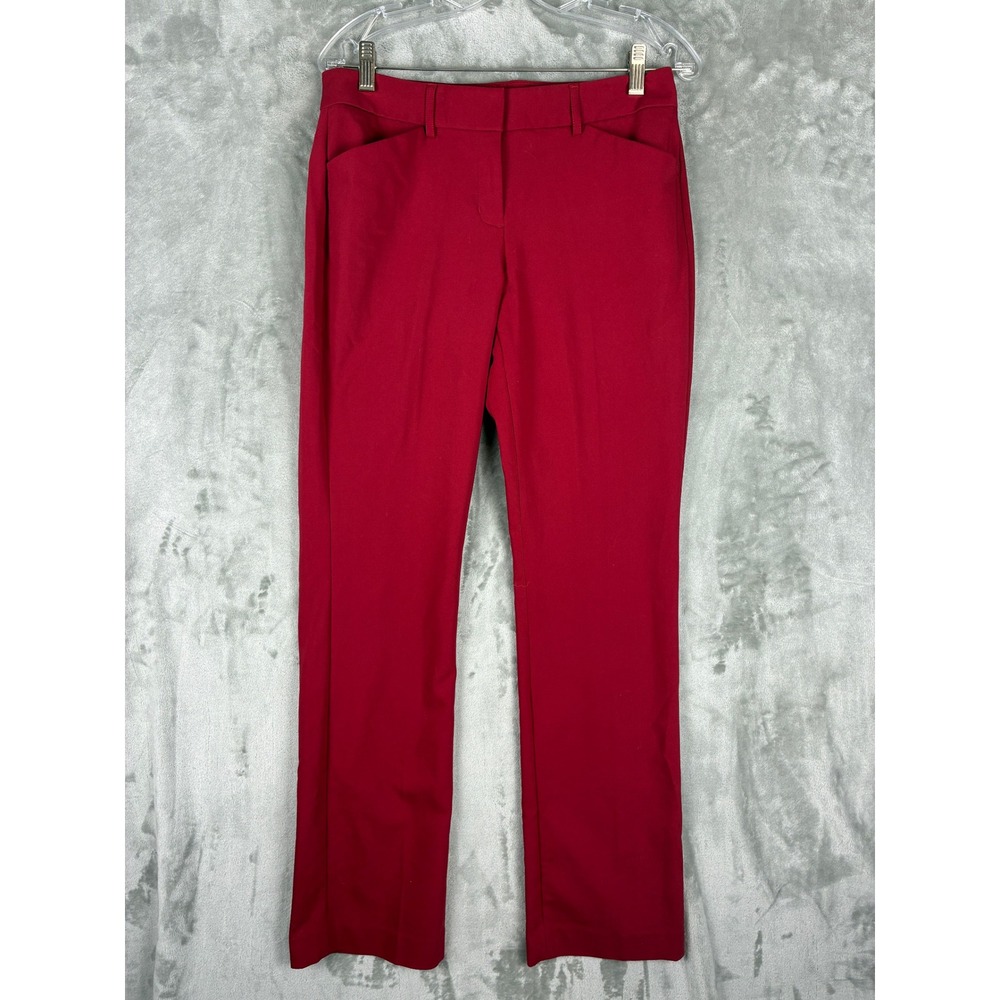 Express Editor Red Straight Leg Dress Pants Womens Size 4R Stretch Business